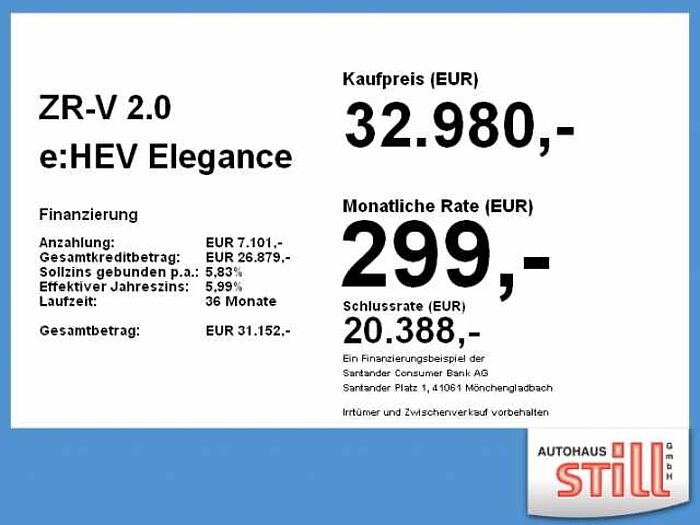 Honda ZR-V 2.0 e:HEV Elegance Aktionspreis Navi* Kamera