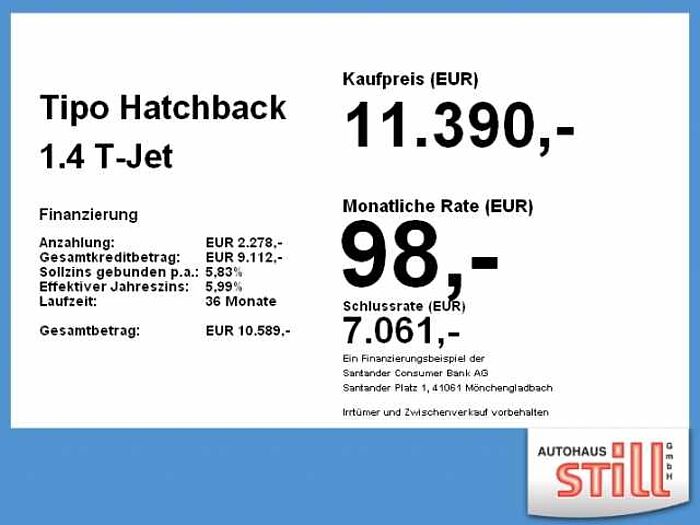 Fiat Tipo Hatchback 1.4 T-Jet Start &Stop Lounge Navi