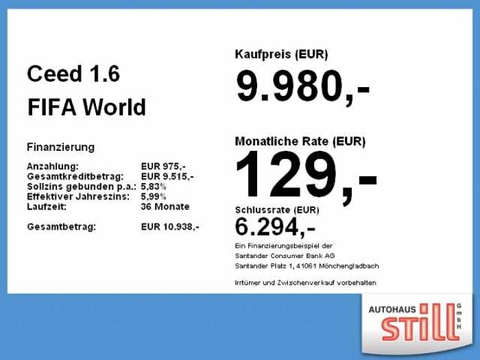 Kia ceed 1.6 FIFA World Cup Edition SHZ+Klimaautom. cee'd