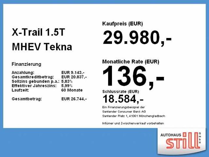 Nissan X-Trail 1.5T MHEV Tekna 2WD ACC+LED+Navi+SHZ+360