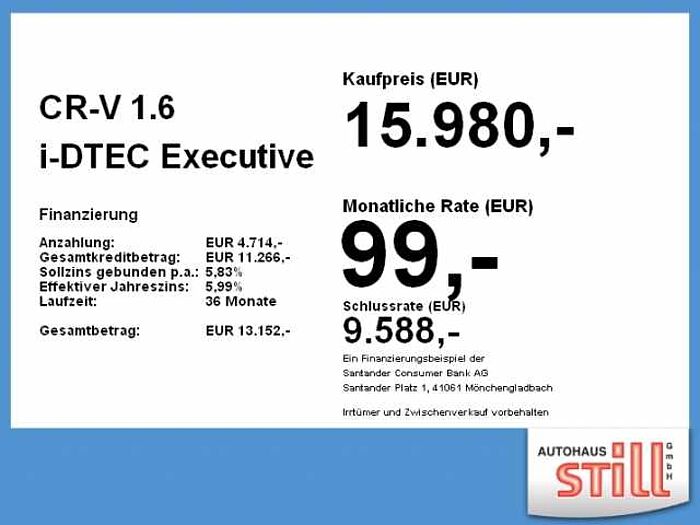 Honda CR-V 1.6 i-DTEC Executive Navi+Pano+SD+SHZ+Kam.