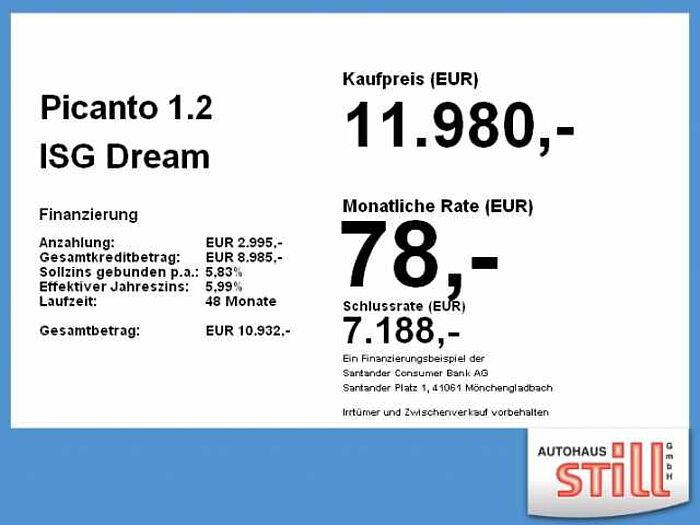 Kia Picanto 1.2 ISG Dream Team Navi+Kam.+Sitzhz.