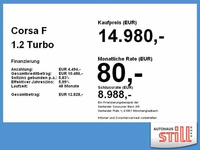 Opel Corsa F 1.2 Turbo Edition LED+SHZ+PDC+Garantie