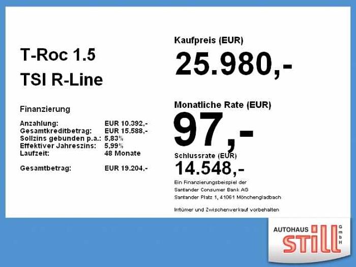 Volkswagen T-Roc 1.5 TSI R-Line ACC+LED+SHZ+Digital Cockpit