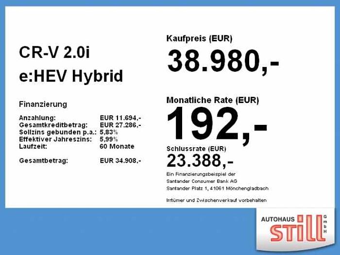 Honda CR-V 2.0i e:HEV Hybrid Eleg. 2WD Leder* Navi* Kam Elegance