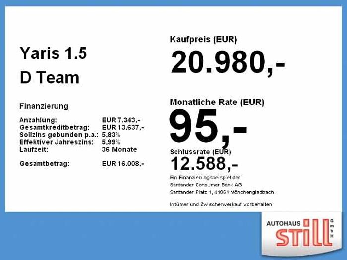 Toyota Yaris 1.5 D Team Deutschland ACC+LED+SHZ+Kam.+LM