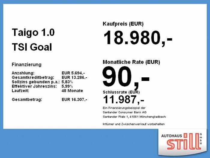 Volkswagen Taigo 1.0 TSI Goal ACC+LED+SHZ+Klimaautom.+LM