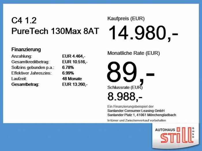 Citroen C4 1.2 PureTech 130Max 8AT LED+Navi+SHZ+Klimaaut. Max