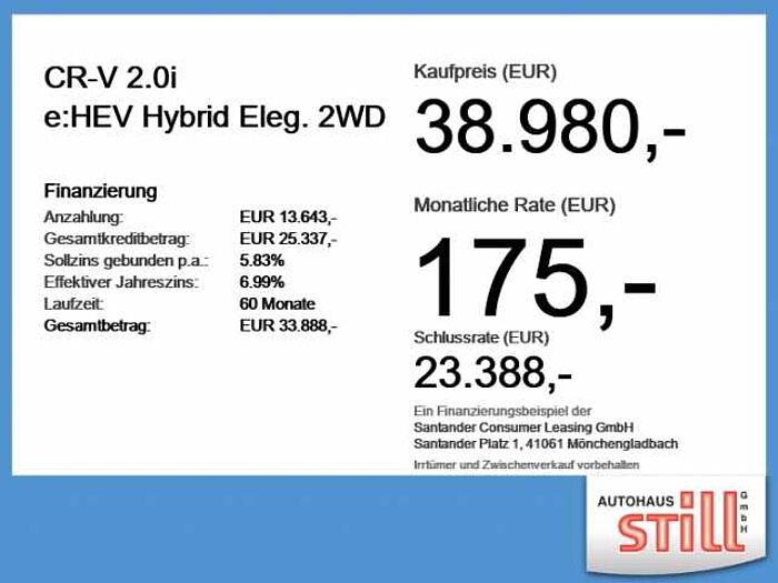 Honda CR-V 2.0i e:HEV Hybrid Eleg. 2WD Leder* Navi* Kam Elegance