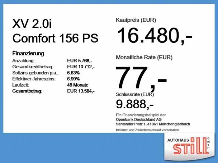 Subaru XV 2.0i Comfort 156 PS LED+SHZ+Kam+Klimaautomatik