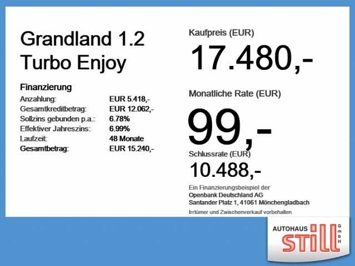 Opel Grandland 1.2 Turbo Enjoy LED+SHZ+Klimaautom+Kam. X