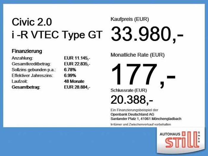 Honda Civic 2.0 i -R VTEC Type GT ACC+LED+Navi+Kamera R