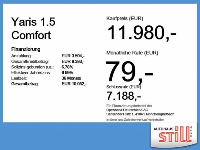 Toyota Yaris 1.5 Comfort Navi+Fernlichtass.+Kam.+SpurH