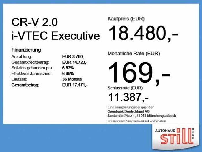 Honda CR-V 2.0 i-VTEC Executive ACC+Navi+Pano+SD+SHZ