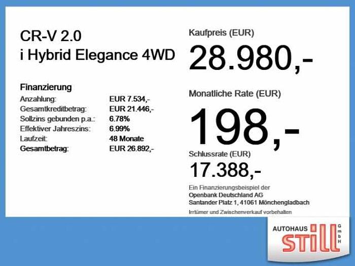 Honda CR-V 2.0 i Hybrid Elegance 4WD Navi+SHZ+Kamera i-MMD