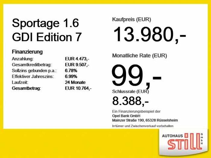 Kia Sportage 1.6 GDI Edition 7 SHZ+LHZ+LM+Klimaanlage